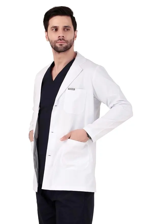 EliteCore Men's Apron Lab Coat Full Sleeves | with Customized Name Embroidery | MlookCore Soft and Comfortable Fabric