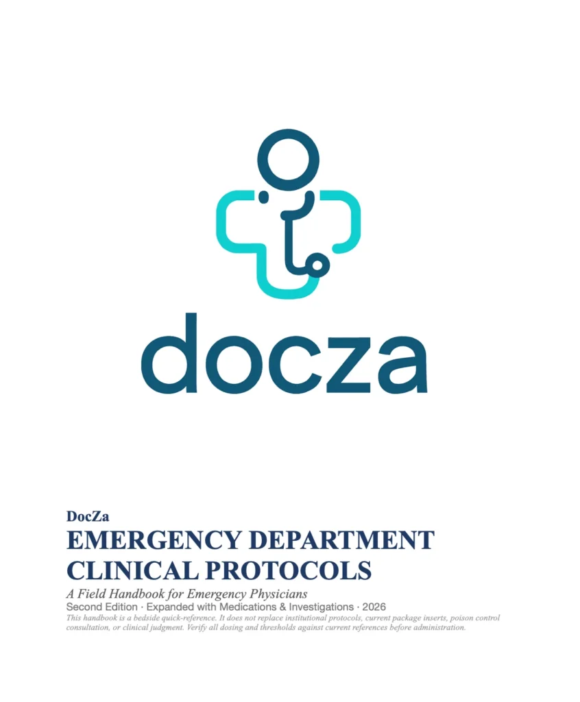 DocZa EMERGENCY DEPARTMENT CLINICAL PROTOCOLS. A emergency handbook for emergency physicians